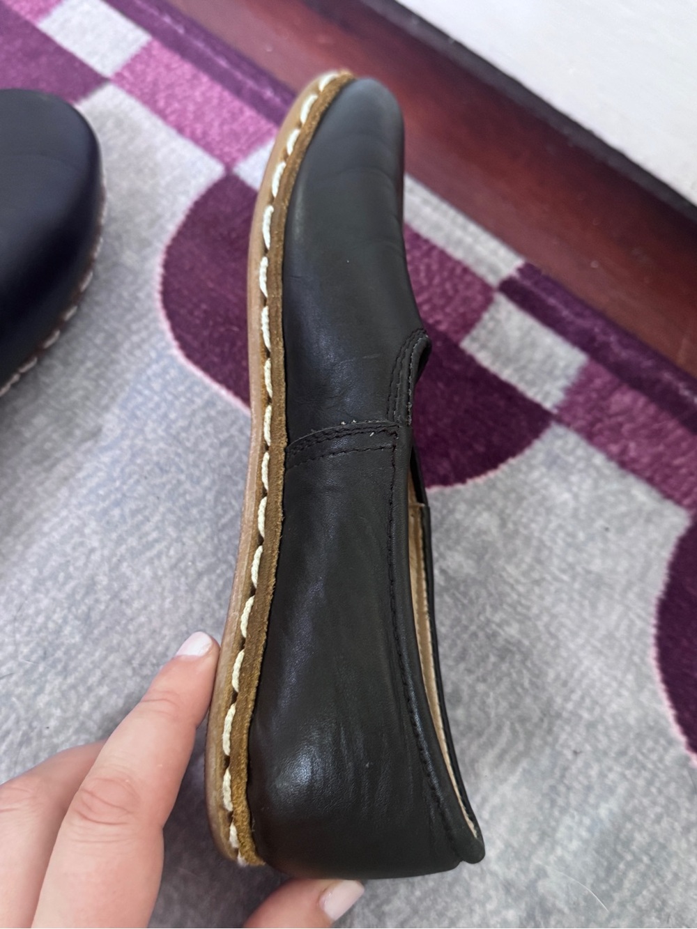 Sabah Beirut Black Leather Handmade Slip-On Flat EU 36 Gaziantep Turkey - Picture 7 of 9